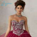 Tulle Satin sans manches en cristal Sexy Quinceanera Robes Ball Gown